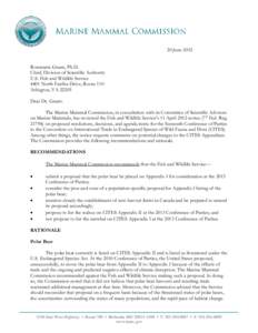 20 June 2012 Rosemarie Gnam, Ph.D. Chief, Division of Scientific Authority U.S. Fish and Wildlife Service 4401 North Fairfax Drive, Room 110 Arlington, VA 22203