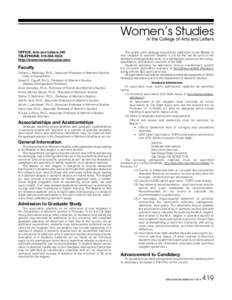 Women’s Studies In the College of Arts and Letters OFFICE: Arts and Letters 346 TELEPHONE: http://womensstudies.sdsu.edu/