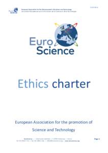 European Association for the Advancement of Science and Technology Association Européenne pour la Promotion de la Science et de la Technologie Ethics charter European Association for the promotion of