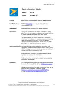 EASA SIB No: [removed]Safety Information Bulletin SIB No.:  [removed]