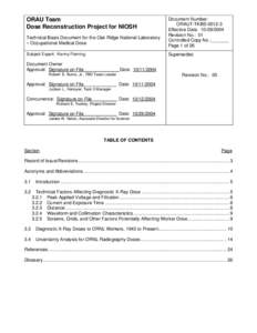 ORAU Team Dose Reconstruction Project for NIOSH Technical Basis Document for the Oak Ridge National Laboratory – Occupational Medical Dose Subject Expert: Kenny Fleming