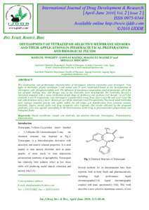 International Journal of Drug Development & Research | April-June 2010 | Vol. 2 | Issue 2 | ISSNAvailable online http://www.ijddr.com ©2010 IJDDR Full Length Research Paper