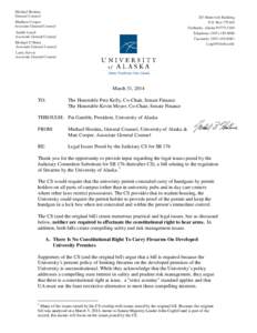 Michael Hostina General Counsel 203 Butrovich Building P.O. Box[removed]Fairbanks, Alaska[removed]