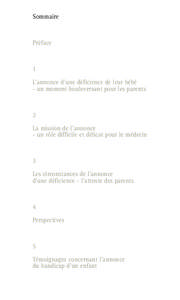 Sommaire  Préface 1 L’annonce d’une déficience de leur bébé