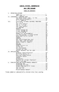 LOGICAL SYSTEMS. INCORPORATED JULY 1983 CATALOG TABLE OF CONTENTS I.  OPERATING SYSTEMS