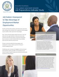 Executive Summary THE CAREER ADVISORY BOARD Job Preparedness Indicator Study Job Seekers Unprepared to Take Advantage of