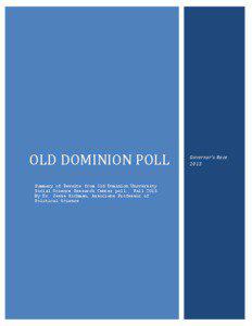 OLD DOMINION POLL Summary of Results from Old Dominion University Social Science Research Center poll. Fall 2013.