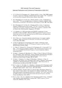 List of NMIA publications in the field of Time and Frequency