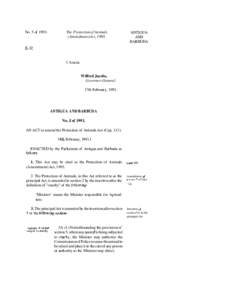 No. 5 of[removed]The Protection of Animals (Amendment) Act, [removed]ANTIGUA