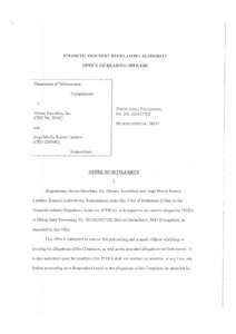 Monex Securities, Inc. and Jorge Martin Ramos Landero Offer of Settlement