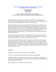 Microsoft Word - 1Q 2011 Conference Call.doc