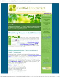 Health & Environment News from the National Environmental Education Foundation