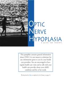 OPTIC NERVE HYPOPLASIA a guide  for