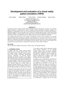 Development and evaluation of a virtual reality patient simulation (VRPS) Simon Nestler