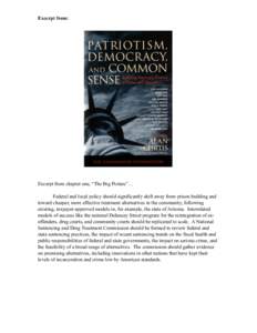 Excerpt from:  Excerpt from chapter one, “The Big Picture”… Federal and local policy should significantly shift away from prison building and toward cheaper, more effective treatment alternatives in the community, 