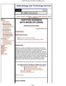 Certified Business Data Modeler (CBDM) Course  Methodology and Technology Services Search Web
