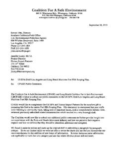 Coalition For A Safe Environment 1601 N. Wilmington Blvd., Wilmington, California[removed]P.O. Box 1918 Wlmingon, California[removed]wilmingtoncoalition @ prodigy.net[removed]September 28, 2010