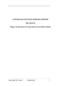 Section II: Periodic Report on the State of Conservation of the Lord Howe Island Group, Australia, 2003