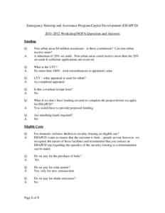 Emergency Housing and Assistance Program Capital Development (EHAPCD[removed]Workshop/NOFA Questions and Answers Funding Q. A.