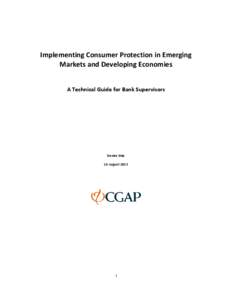 Implementing Consumer Protection in Emerging Markets and Developing Economies A Technical Guide for Bank Supervisors Denise Dias 16 August 2013