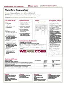 Vision: Empowering Dreams for the Future Mission: Creating and Supporting Pathways for Success School Strategic Plan - Elementary  Nicholson Elementary