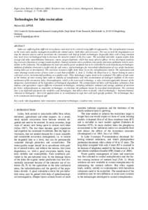 Papers from Bolsena Conference[removed]Residence time in lakes:Science, Management, Education J. Limnol., 62(Suppl. 1): 73-90, 2003 Technologies for lake restoration Helmut KLAPPER UFZ Centre for Environmental Research L