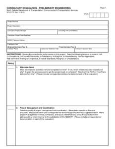 Page 1  CONSULTANT EVALUATION - PRELIMINARY ENGINEERING North Dakota Department of Transportation, Environmental & Transportation Services SFN[removed]Rev[removed])