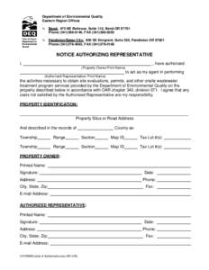 Notice of Authorizing Representative Form - Bend, Pendleton, Baker City