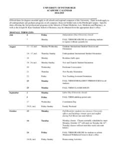 EXTENDED ACADEMIC CALENDAR