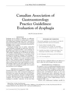 CAG PRACTICE GUIDELINES  Canadian Association of Gastroenterology Practice Guidelines: Evaluation of dysphagia