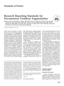 Research Reporting Standards for Percutaneous Vertebral Augmentation