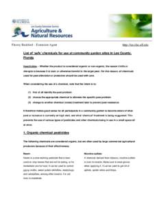 Fitzroy Beckford – Extension Agent  http://lee.ifas.ufl.edu List of ‘safe’ chemicals for use at community garden sites in Lee County, Florida