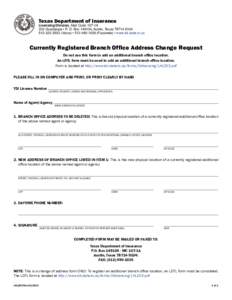 Currently Registered Branch Office Address Change Request form LHL388