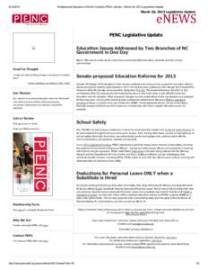 [removed]Professional Educators of North Carolina: PENC eNews - March 20, 2013 Legislative Update March 20, 2013 Legislative Update