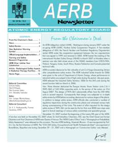 Vol. 20 No. 1 & 2 January to December 2007 ATOMIC ENERGY REGULATORY BOARD CONTENTS From the Chairman’s Desk