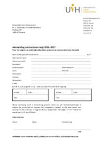 Universiteit voor Humanistiek t.a.v. Onderwijs- en studentenzaken PostbusAT Utrecht  Aanmelding contractonderwijs 2016–2017