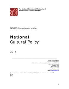 Microsoft Word - NEMBC Submission to the National Cultural Policy October 2011.doc