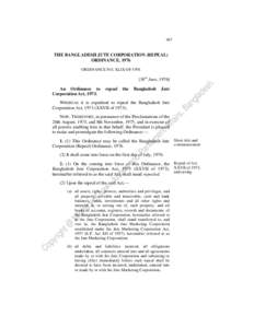 467  THE BANGLADESH JUTE CORPORATION (REPEAL) ORDINANCE, 1976 ORDINANCE NO. XLIX OF 1976