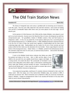 The Old Train Station News Newsletter #37 March[removed]The history of Antigonish town and county is sprinkled with an interesting cast of characters,