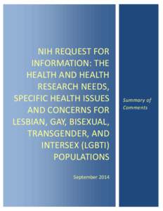 NIH Request for Information: The Health and Health Research Needs, Specific Health Issues and Concerns for Lesbian, Gay, Bisexual, Transgender, and Intersex (LGBTI) Populations