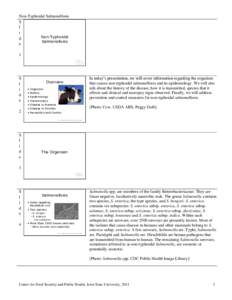 Non-Typhoidal Salmonellosis S l i Non-Typhoidal d