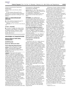 Federal Register / Vol. 78, No[removed]Monday, February 25, [removed]Rules and Regulations Federal Communications Commission. Nazifa Sawez, Assistant Chief, Audio Division, Media Bureau.