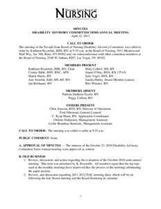 NURSING Nevada State Board of MINUTES DISABILITY ADVISORY COMMITTEE SEMI-ANNUAL MEETING April 22, 2011