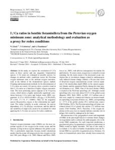 Biogeosciences, 11, 7077–7095, 2014 www.biogeosciences.net[removed]doi:[removed]bg[removed] © Author(s[removed]CC Attribution 3.0 License.  I / Ca ratios in benthic foraminifera from the Peruvian oxygen