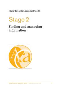 Higher Education Assigment Toolkit  Stage 2 Finding and managing information