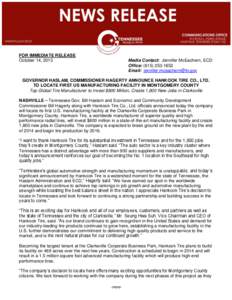 FOR IMMEDIATE RELEASE October 14, 2013