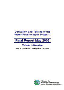 Derivation and Testing of the Water Poverty Index Phase 1.