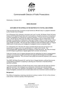 CDPP Media Release - Outcome of the Appeals in the Matter of R V Fattal And Others[removed])
