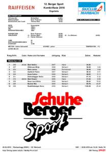 12. Berger Sport Kombi-Race 2016 Ergebnis WETTKAMPFJURY TD Swiss-Ski Wettkampfleiter