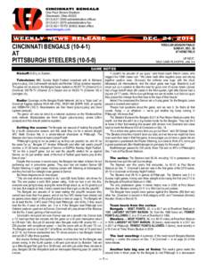 National Football League rivalries / Carson Palmer / Ken Anderson / Chad Ochocinco / Marvin Lewis / Ben Roethlisberger / Mike Brown / Andy Dalton / AFC North / National Football League / Cincinnati Bengals / Cleveland Browns